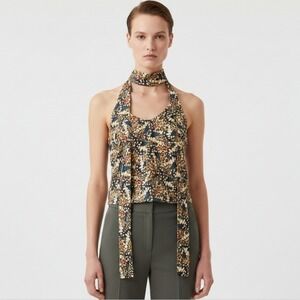 New Wildfang Empower Adjustable Satin Cami Blouse Size Small Butterfly Print Tie